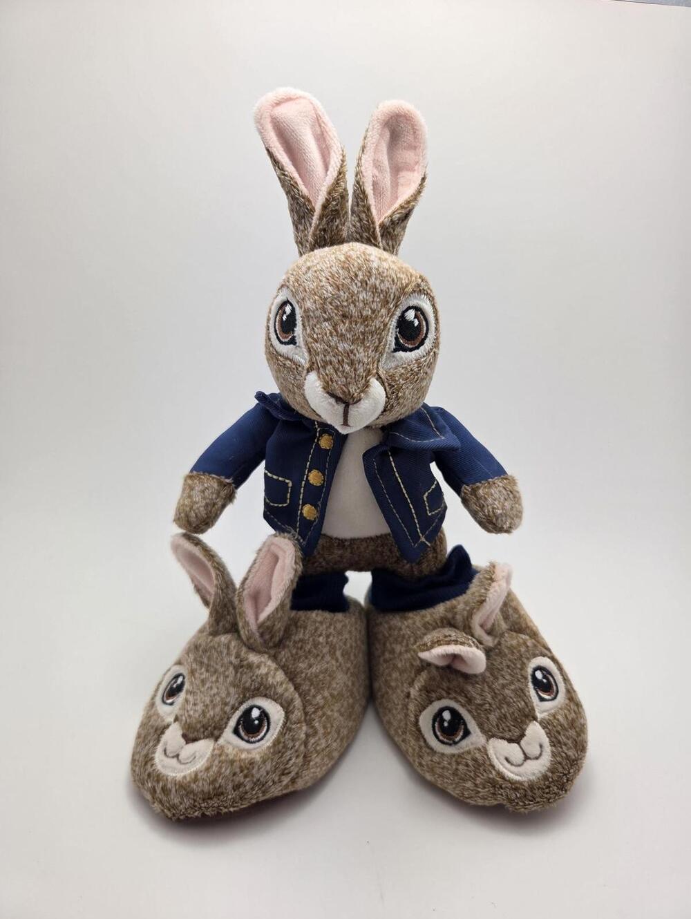 Vintage Peter Rabbit Plush, Large Slippers Blue Jacket (9 inch)